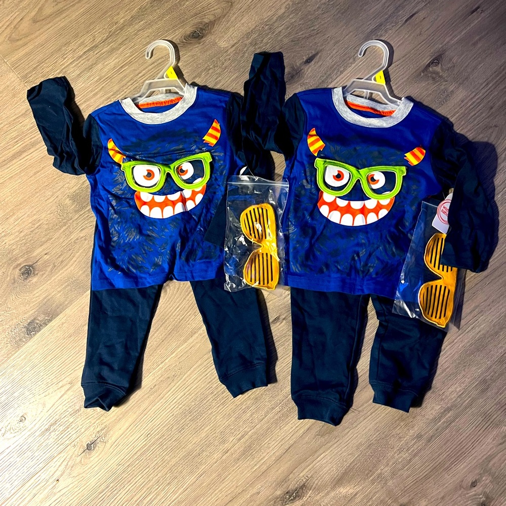 Monster Face Kids Costume Set - Blue and Black